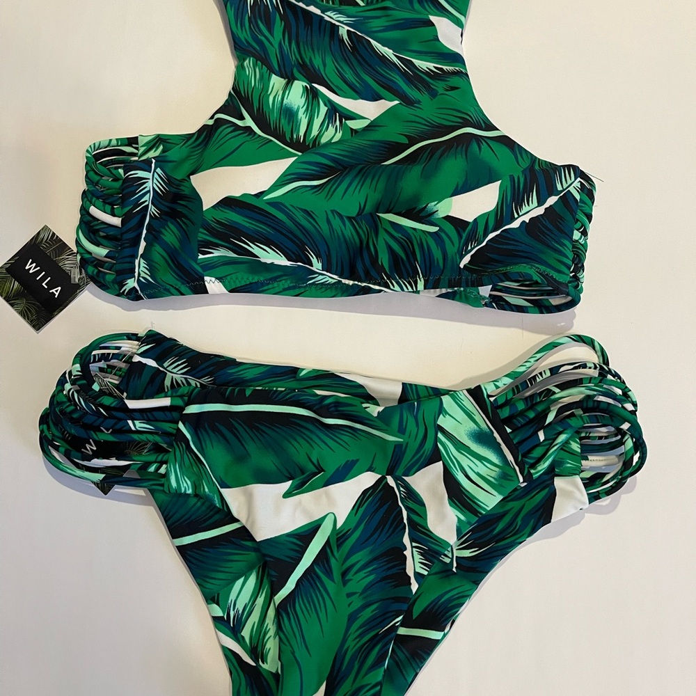 Willa, tropical, green 2pc bathing suit